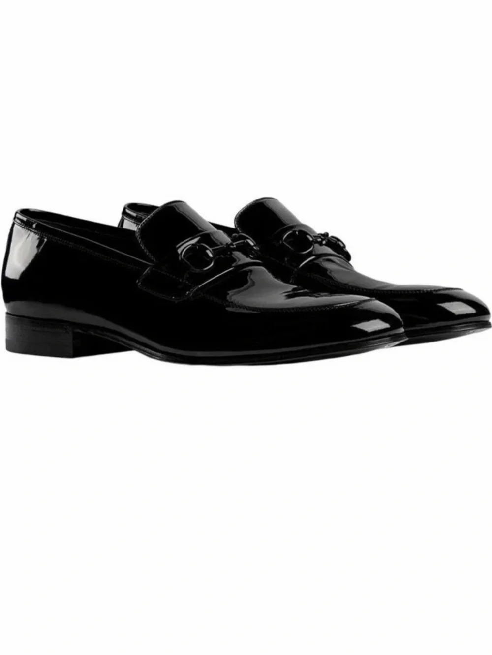 Gucci Black Patent Leather Horsebit Penny Loafers